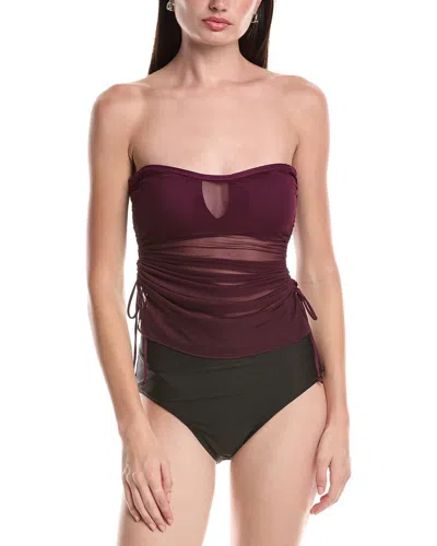 Becca By Rebecca Virtue Muse Bandeau Tankini In Burgundy