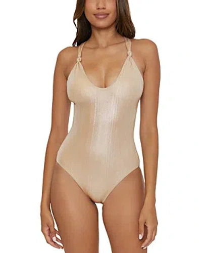 Becca By Rebecca Virtue Origami Knotted One Piece Swimsuit In Taupe