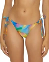 Becca By Rebecca Virtue Paper Mache Demi Reversible Side Tie Bikini Bottom In Multi