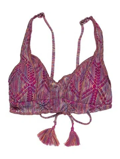 Pre-owned Becca By Rebecca Virtue Patterned Tassel Accents Top In Purple