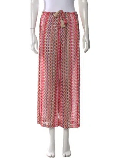 Pre-owned Becca By Rebecca Virtue Patterned Wide Leg Pants In Pink