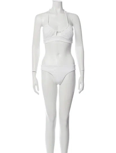 Pre-owned Becca By Rebecca Virtue Pleated Accents Bikini W/ Tags In Neutrals
