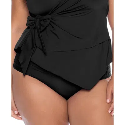 Becca By Rebecca Virtue Plus Womens Solid Hipster Swim Bottom Separates In Black