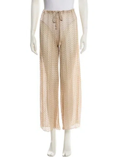 Pre-owned Becca By Rebecca Virtue Printed Wide Leg Pants In Gold