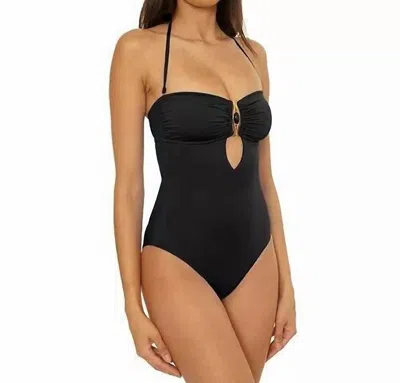 Becca By Rebecca Virtue Rock Buckle One-piece Swimsuit In Black In Blue