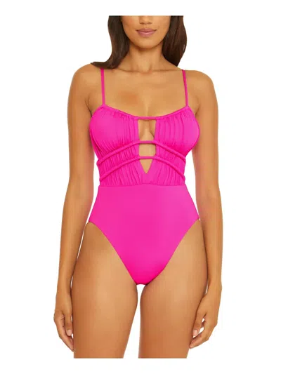 Becca By Rebecca Virtue Santorini 1pc Womens Solid Nylon One-piece Swimsuit In Pink
