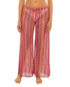 Becca By Rebecca Virtue Seaside Crochet Stripe Swim Cover-up Pants In Red
