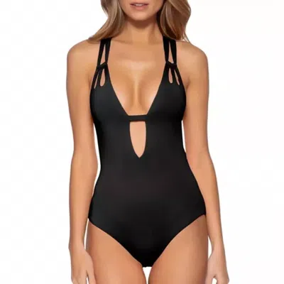 Becca By Rebecca Virtue Skylar Plunge One Piece Swimsuit In Black