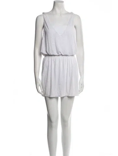 Pre-owned Becca By Rebecca Virtue Square Neckline Mini Dress In White