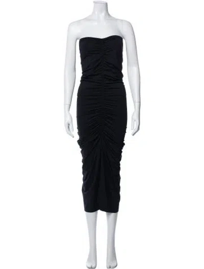 Pre-owned Becca By Rebecca Virtue Strapless Midi Length Dress In Blue
