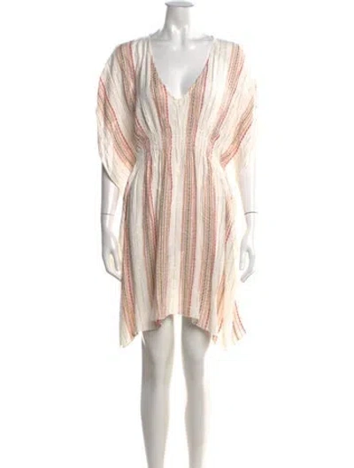 Pre-owned Becca By Rebecca Virtue Striped Mini Dress In Neutral