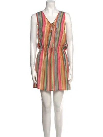 Pre-owned Becca By Rebecca Virtue Striped Mini Dress In Orange