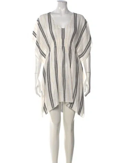 Pre-owned Becca By Rebecca Virtue Striped Mini Dress In White