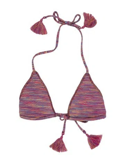 Pre-owned Becca By Rebecca Virtue Striped Tassel Accents Top In Multicolor