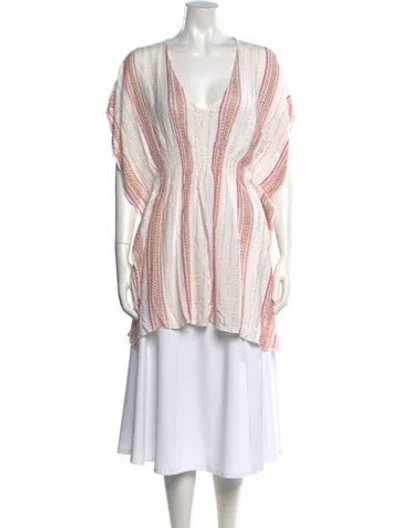 Pre-owned Becca By Rebecca Virtue Striped V-neck Tunic In Pink