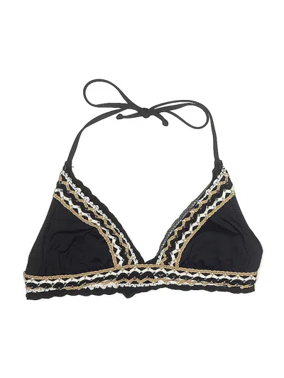 Pre-owned Becca By Rebecca Virtue Swimsuit Top Black Chevron/herringbone Pattern Swimwear