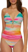 Becca By Rebecca Virtue Verano One Piece Swimsuit In Multi/pink/green In Multi