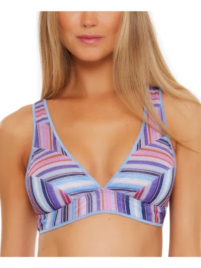 Becca By Rebecca Virtue Womens Metallic Removable Padding Bikini Swim Top In Multi