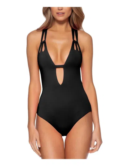 Becca By Rebecca Virtue Womens Removable Padding Nylon One-piece Swimsuit In Black