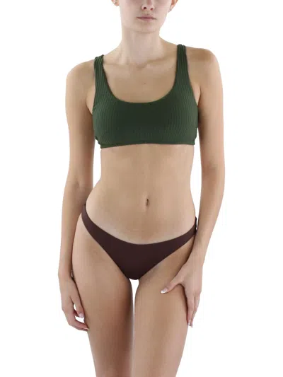 Becca By Rebecca Virtue Womens Ribbed Nylon Bikini Swim Top In Green