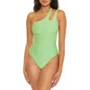 Becca By Rebecca Virtue Womens Shimmer Metallic One-piece Swimsuit In Green