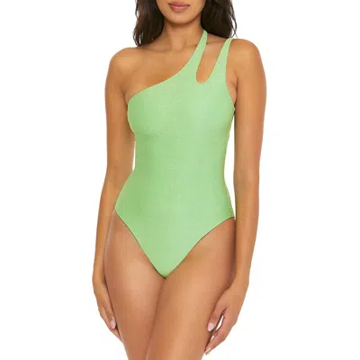 Becca By Rebecca Virtue Womens Shimmer Metallic One-piece Swimsuit In Green