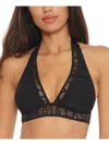 Becca By Rebecca Virtue Womens Solid Crochet Bikini Swim Top In Black