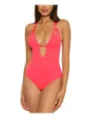 BECCA BY REBECCA VIRTUE WOMENS SOLID NYLON ONE-PIECE SWIMSUIT