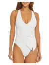 BECCA BY REBECCA VIRTUE WOMENS SOLID POLYESTER ONE-PIECE SWIMSUIT