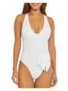 Becca By Rebecca Virtue Womens Solid Polyester One-piece Swimsuit In White