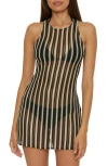 Becca Cabo Stripe Sheer Cover-up Minidress In Black