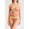Shop Becca Canyon Sunset Corset One-piece Swimsuit In Multi/coral (mco)