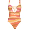 Becca Canyon Sunset Corset One-piece Swimsuit In Orange Multi