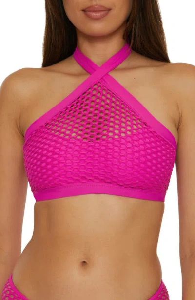 Becca Castaway High Neck Bikini Top In Pink