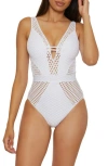 Becca Color Play Lace One-piece Swimsuit In White