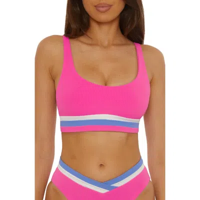 Becca Coast Line Rib Bikini Top In Pink
