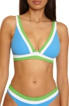 Becca Coast Line Triangle Bikini Top In Blue