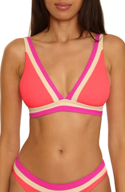 Becca Coast Line Triangle Bikini Top In Red