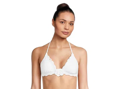 Becca Colette Crochet Flower Halter Top In White