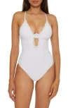 Becca Colette Rosette Plunge One-piece Swimsuit In White