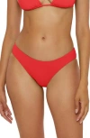 Becca Modern Edge Ribbed Hipster Bikini Bottoms In Red
