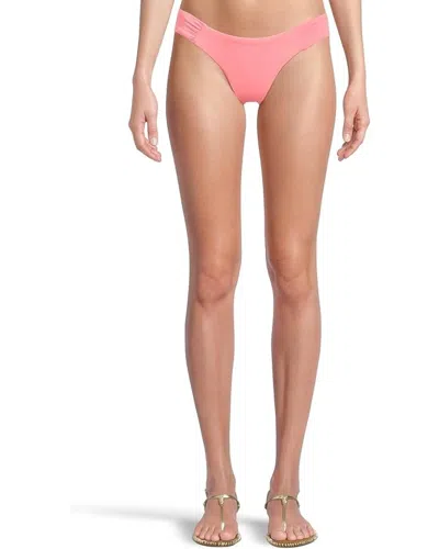 Becca Color Code Adela Bottom Women's Pink Shirred Tab Swimwear Beachy Buu130