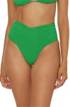Becca Color Code High Cut Bikini Bottoms In Emerald