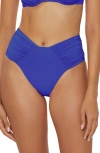 Becca Color Code High Cut Bikini Bottoms In Sapphire