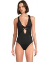 Becca Color Code Iris Swimsuit Women's Black Twist Front One Piece Buu442 In Black