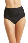 Becca Color Code Ruched High Waist Bikini Bottoms In Black