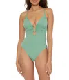 Becca Color Code Solid Plunge V-wire One Piece In Green In Green