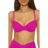 Becca Womens Color Code Underwire Bikini Top Shirred High Waist Bottoms In Purple