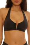 Becca Color Code V-wire Halter Bikini Top In Black