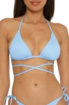 Becca Color Code Wraparound Triangle Bikini Top In Blue